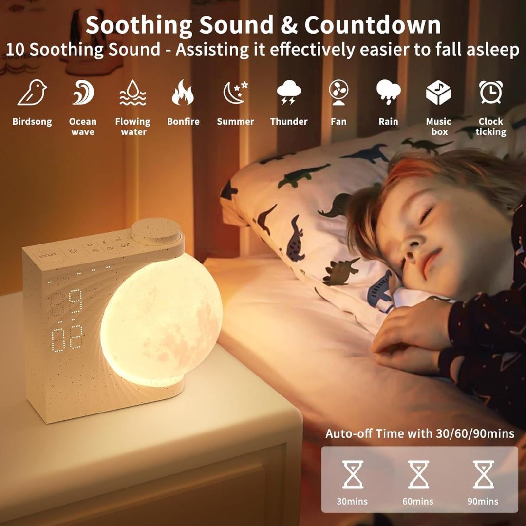 LunaRise™ Moon Lamp - Sunrise Alarm + 10 Nature Sounds