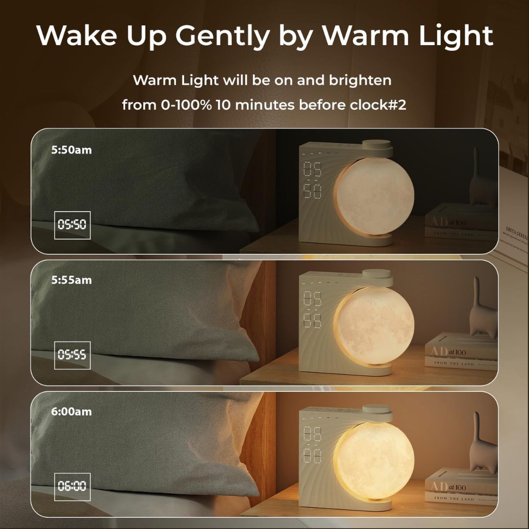 LunaRise™ Moon Lamp - Sunrise Alarm + 10 Nature Sounds